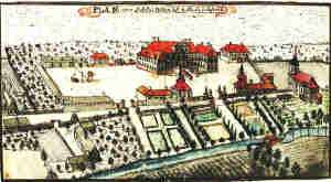 Plan von Schlos Bojadel, Bethaus u: Hofrait - Zaoenie paacowe, widok z lotu ptaka